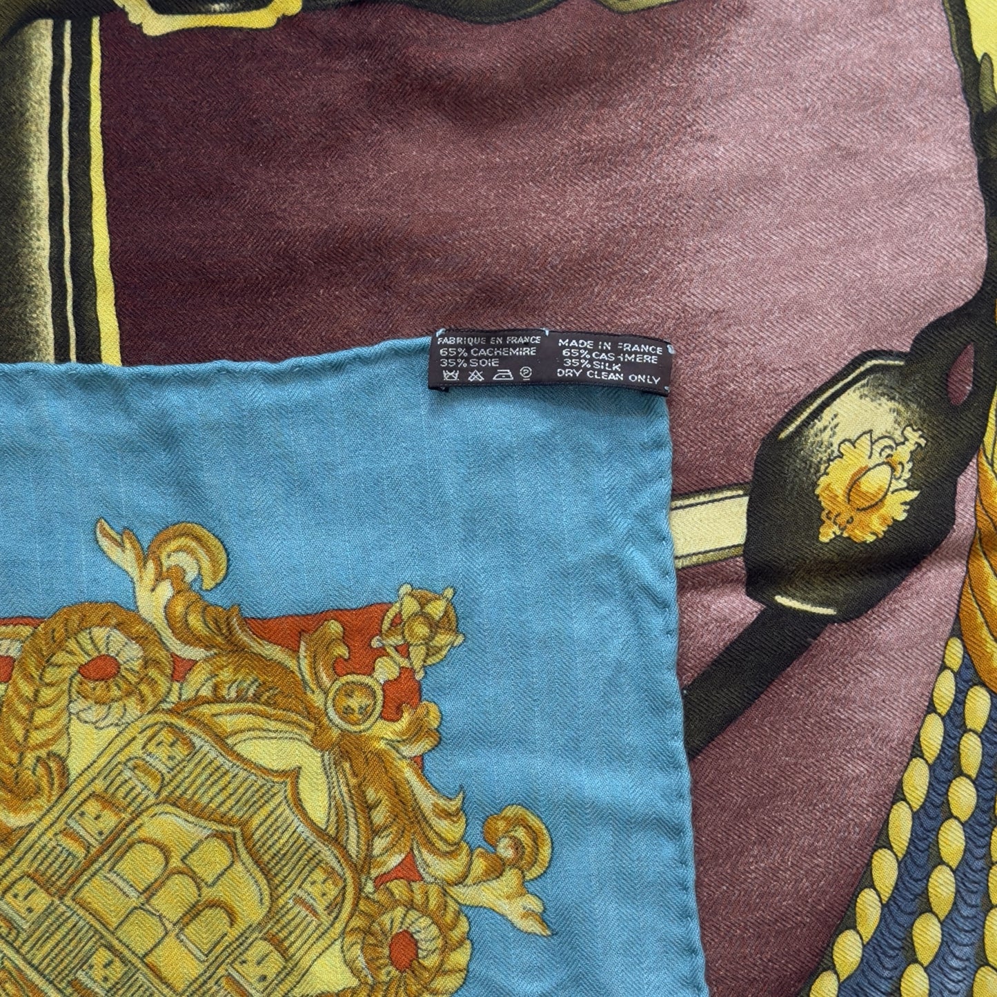 HERMES Harnais de Coeur shawl 140 羊絨 圍巾