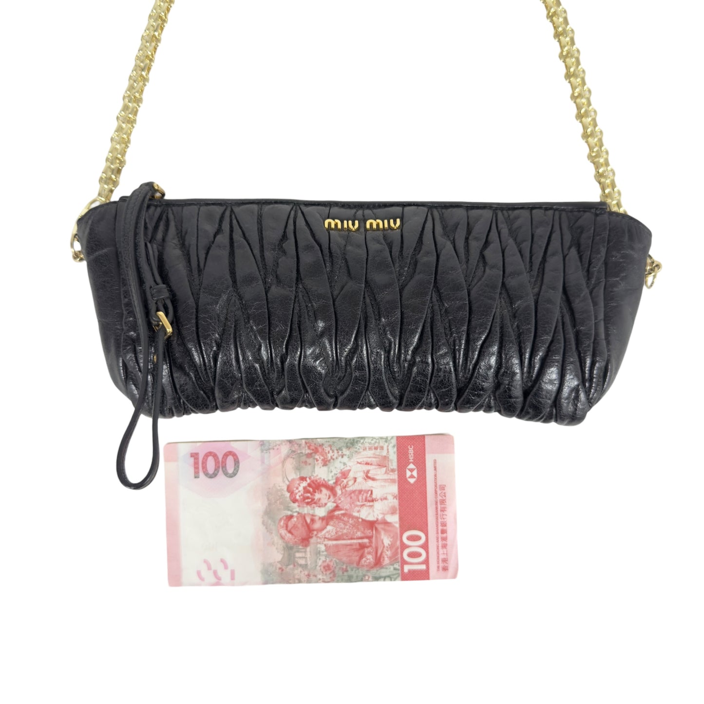 MIU MIU *自加鏈>送無品牌扣+無品牌鏈帶* Matelassé 皺摺 肩背包