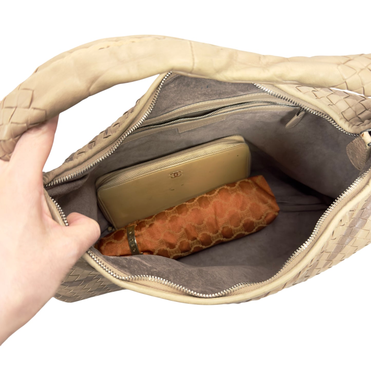 BOTTEGA VENETA Veneta 織皮 蛇皮邊飾 肩背包