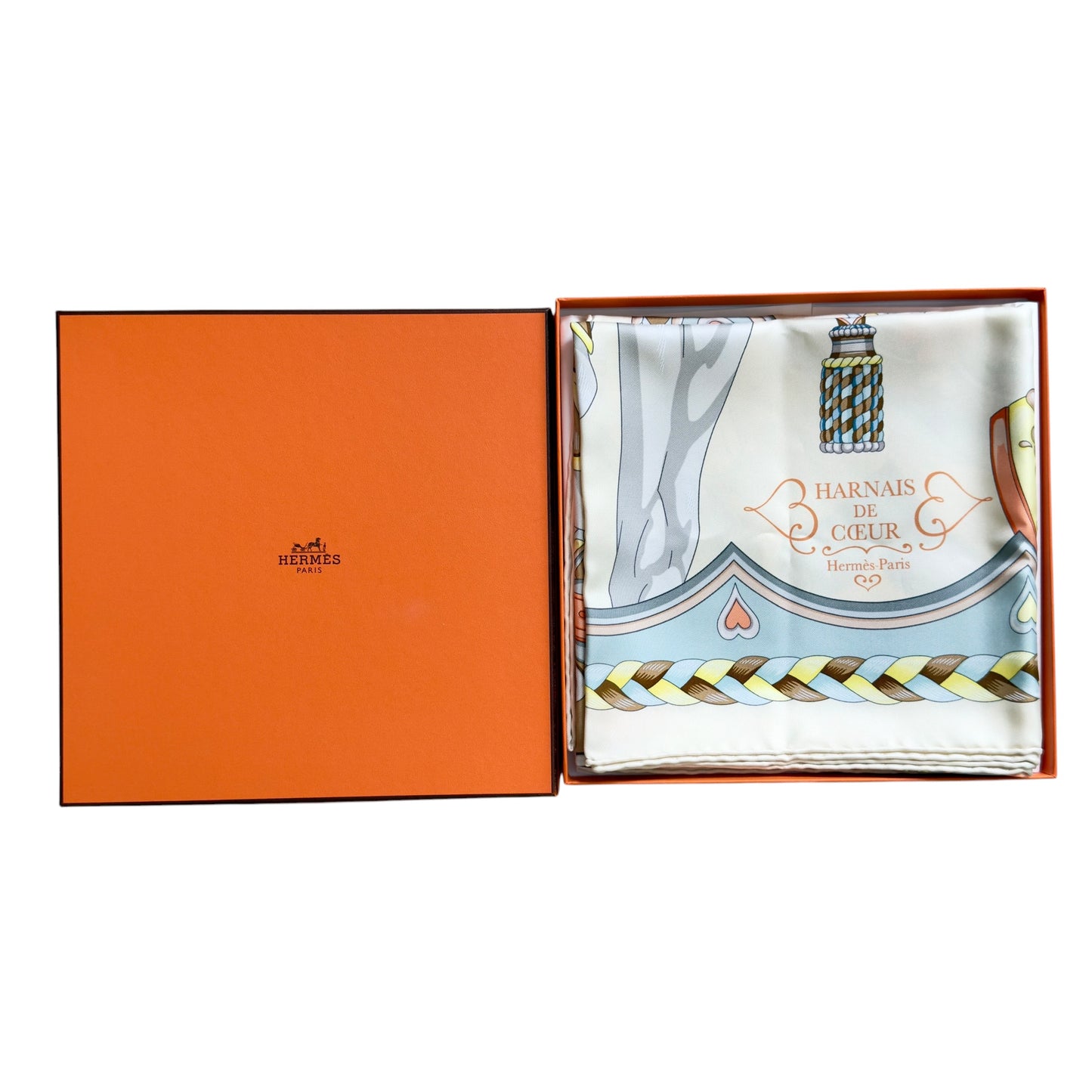HERMES Harnais de Coeur scarf 90 甜蜜的鞍具 絲巾