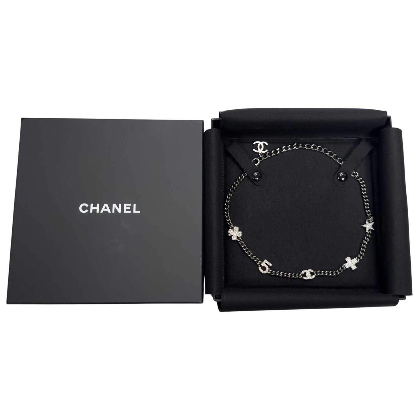 CHANEL CC 水鑽 經典元素 五花 頸鏈