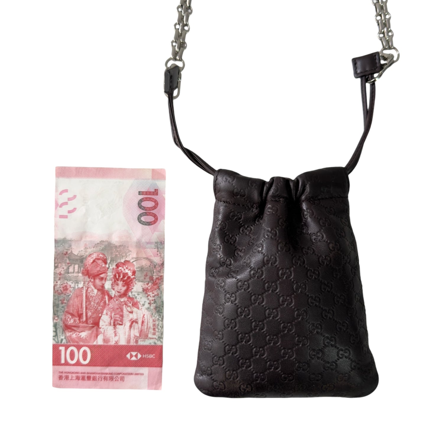 GUCCI *自加鏈>送無品牌鏈帶* GG 斜揹小袋
