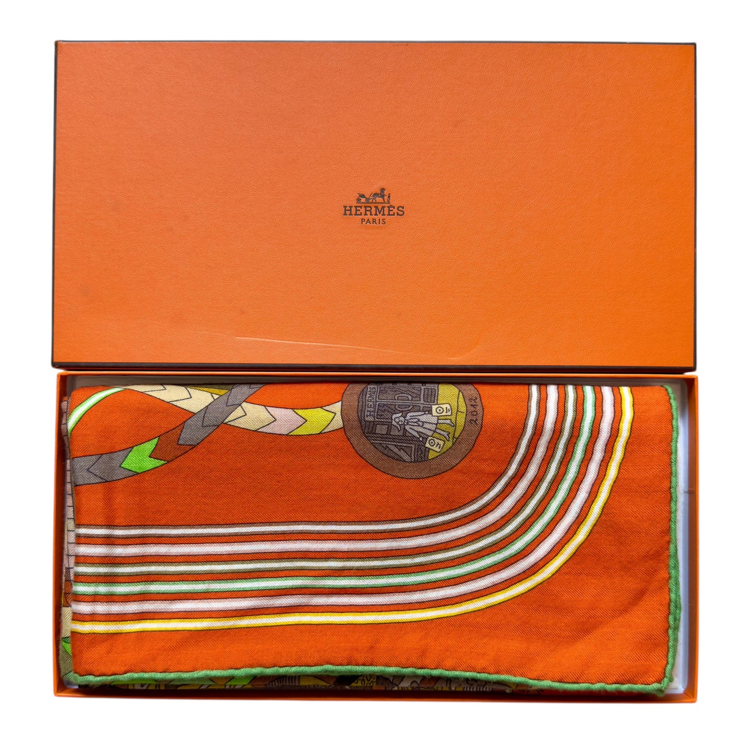 HERMES Le Laboratoire du Temps shawl 140 時光實驗室 羊絨 圍巾