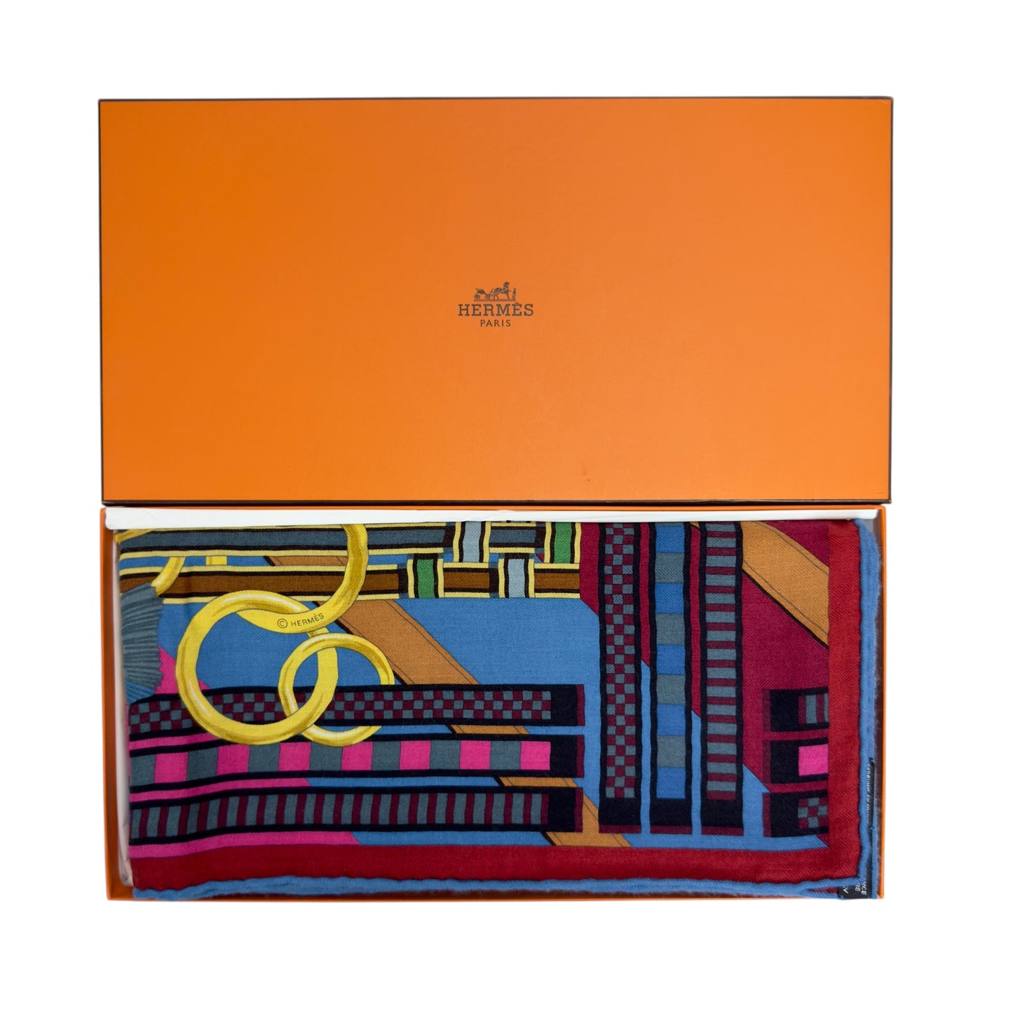 HERMES Brides et Gris-Gris shawl 140 羊絨 圍巾