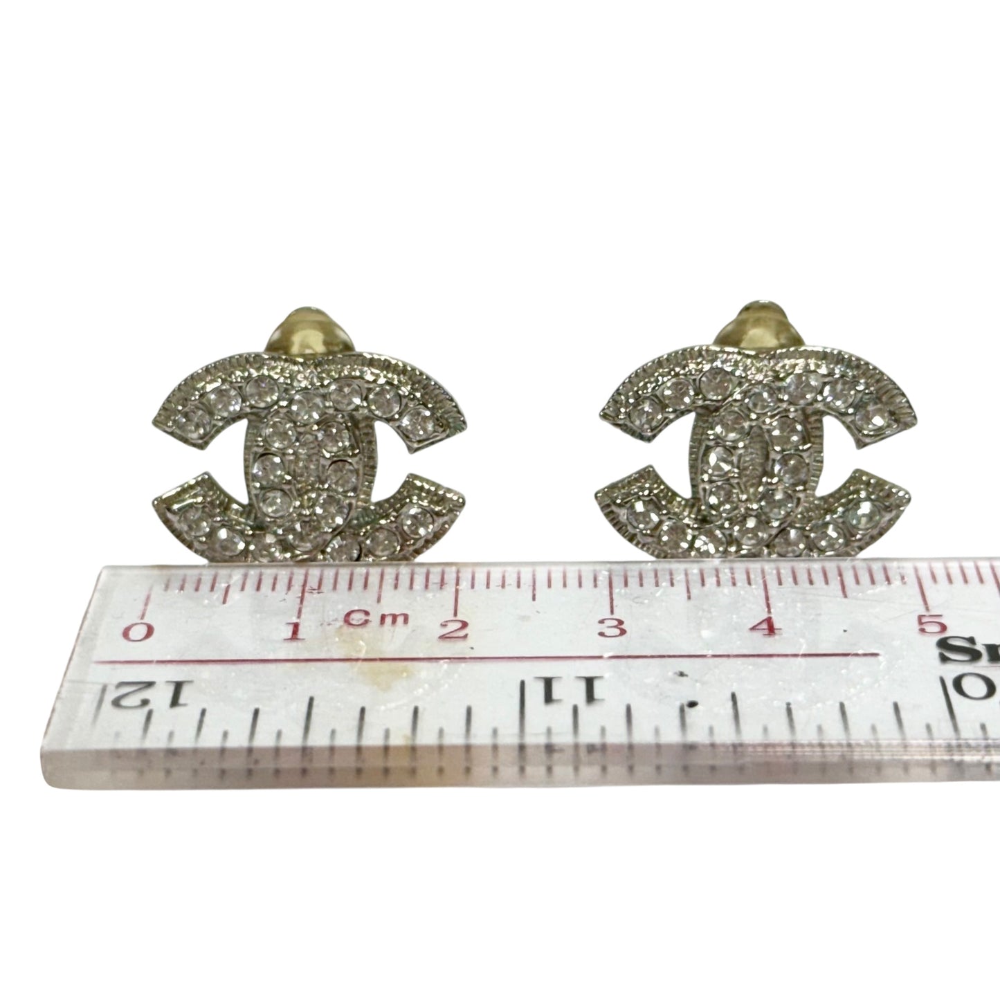 CHANEL CC 水鑽 夾耳環
