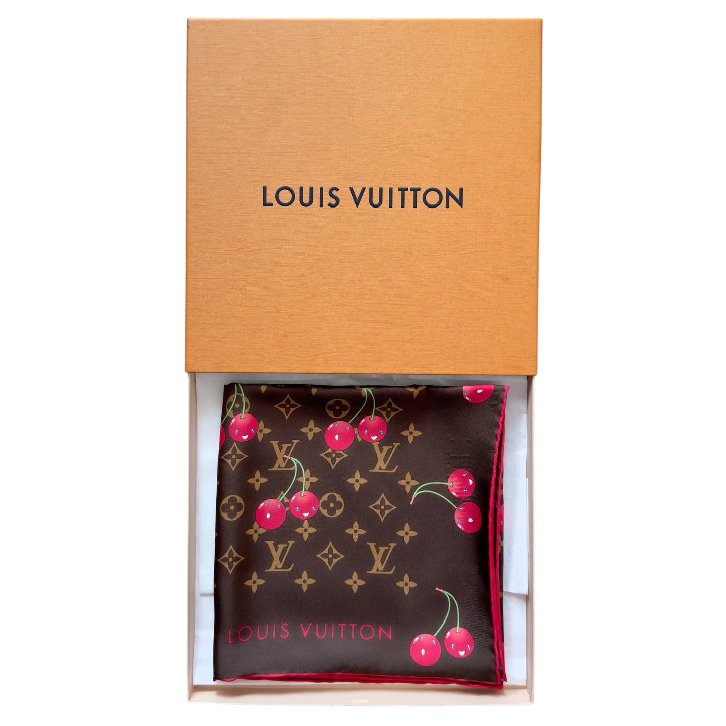 LOUIS VUITTON 聯乘 村上隆 車厘子 老花 絲巾