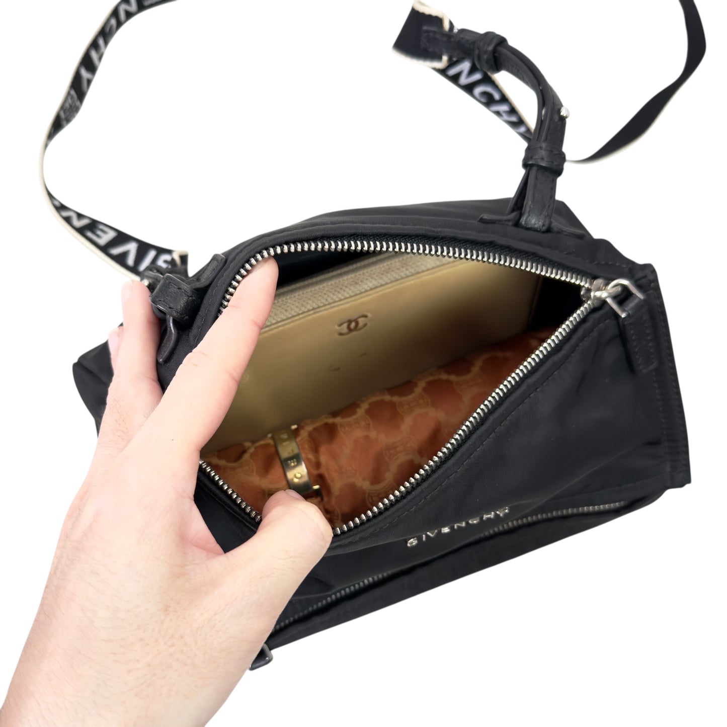 GIVENCHY Pandora 帆布拼皮 斜揹袋