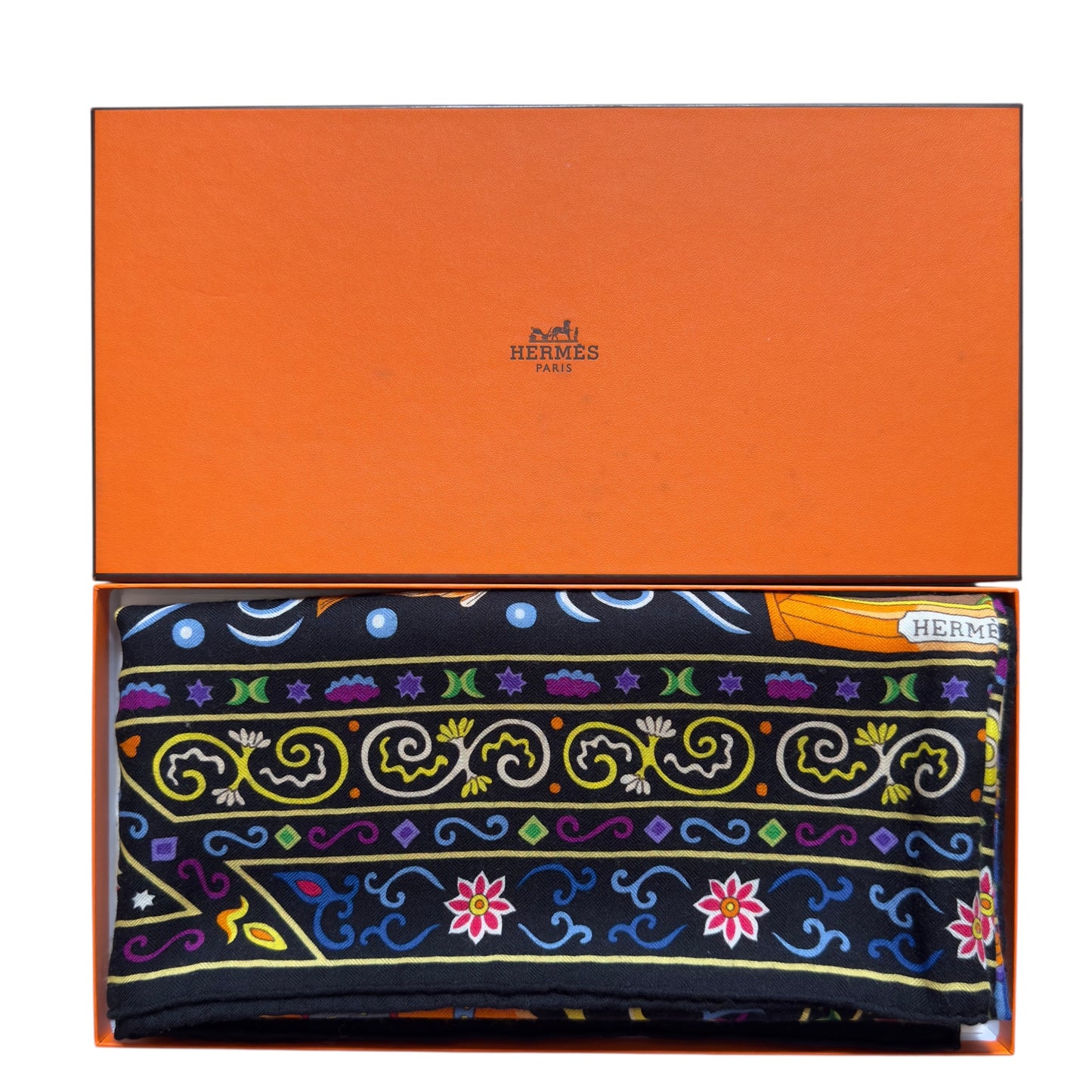 HERMES Peuple du Vent shawl 140 風之民 羊絨 圍巾