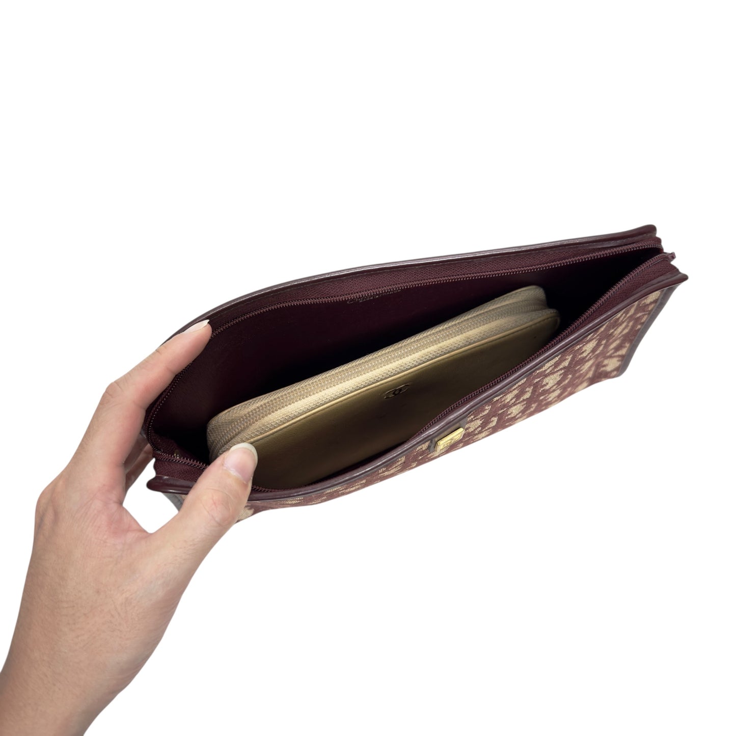 DIOR *自加鏈>送無品牌扣+無品牌鏈帶* 中古 刺繡老花 oblique 肩背包