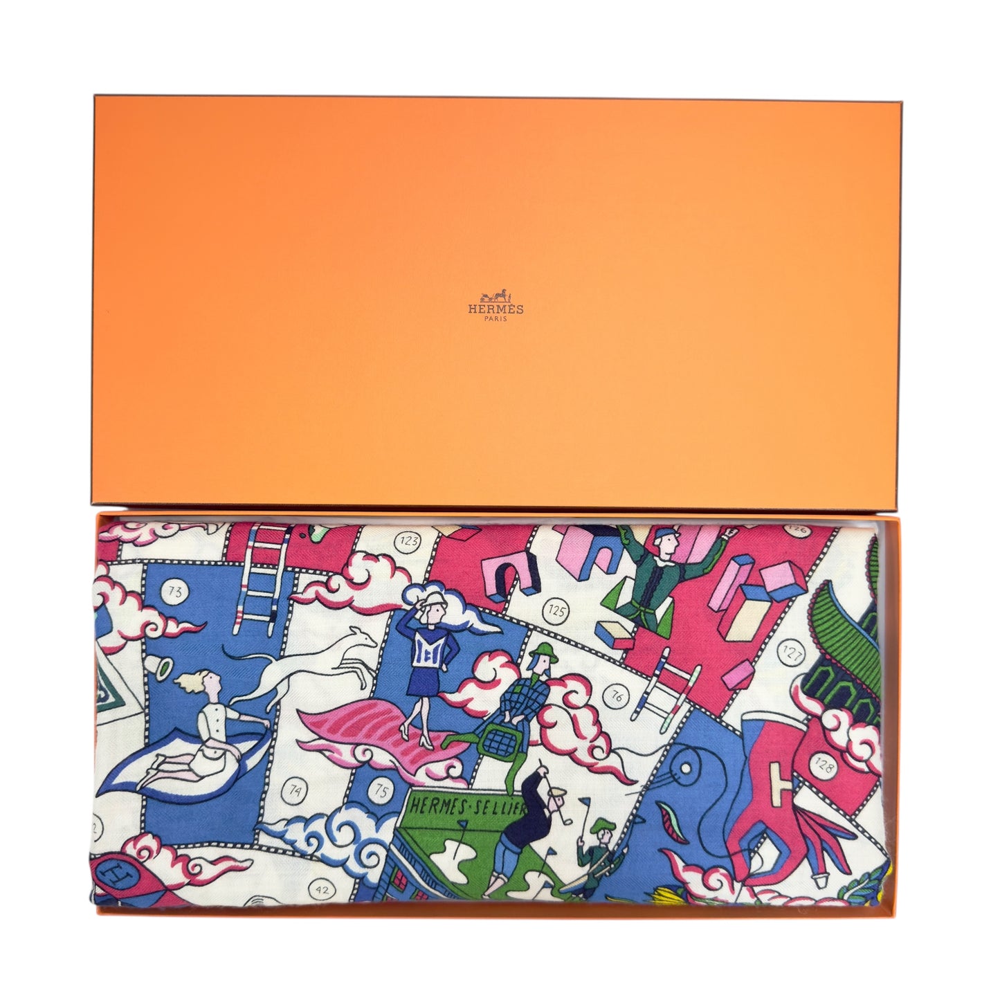 HERMES L'Epopee d'Hermes shawl 140 史詩細節 羊絨 圍巾