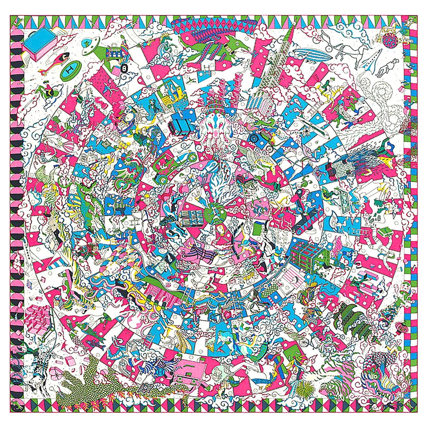 HERMES L'Epopee d'Hermes shawl 140 史詩細節 羊絨 圍巾