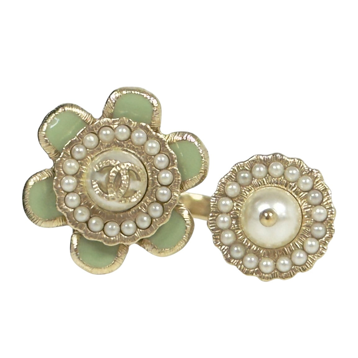 CHANEL CC 珠珠 花朵 戒指