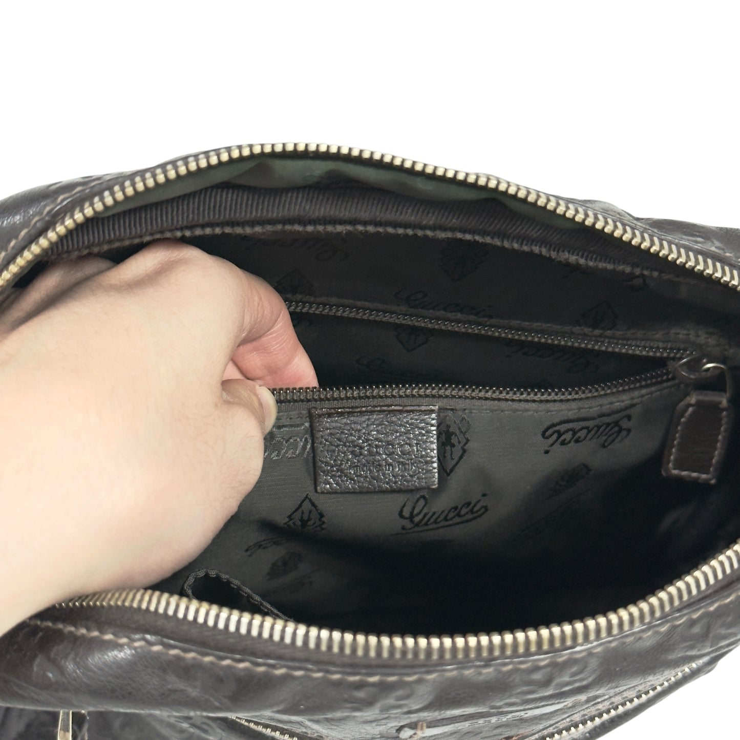 GUCCI GG壓紋 斜揹袋