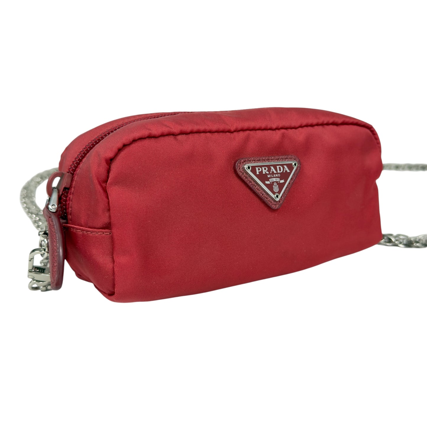 PRADA *自加鏈＞送無品牌扣＋無品牌鏈帶* 三角標 斜揹小袋