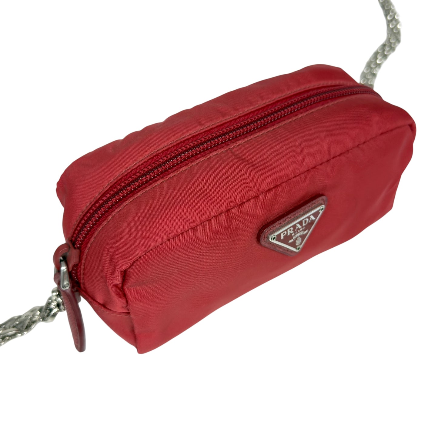 PRADA *自加鏈＞送無品牌扣＋無品牌鏈帶* 三角標 斜揹小袋