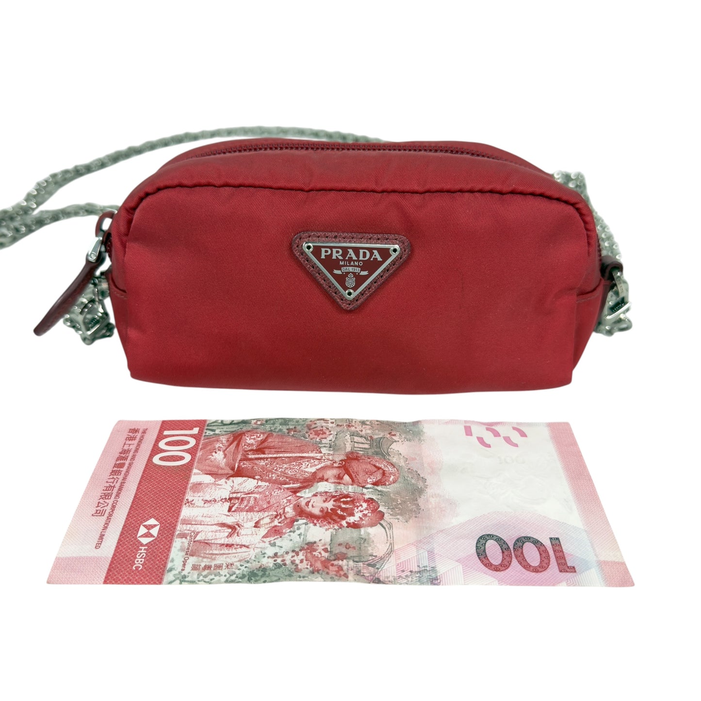 PRADA *自加鏈＞送無品牌扣＋無品牌鏈帶* 三角標 斜揹小袋