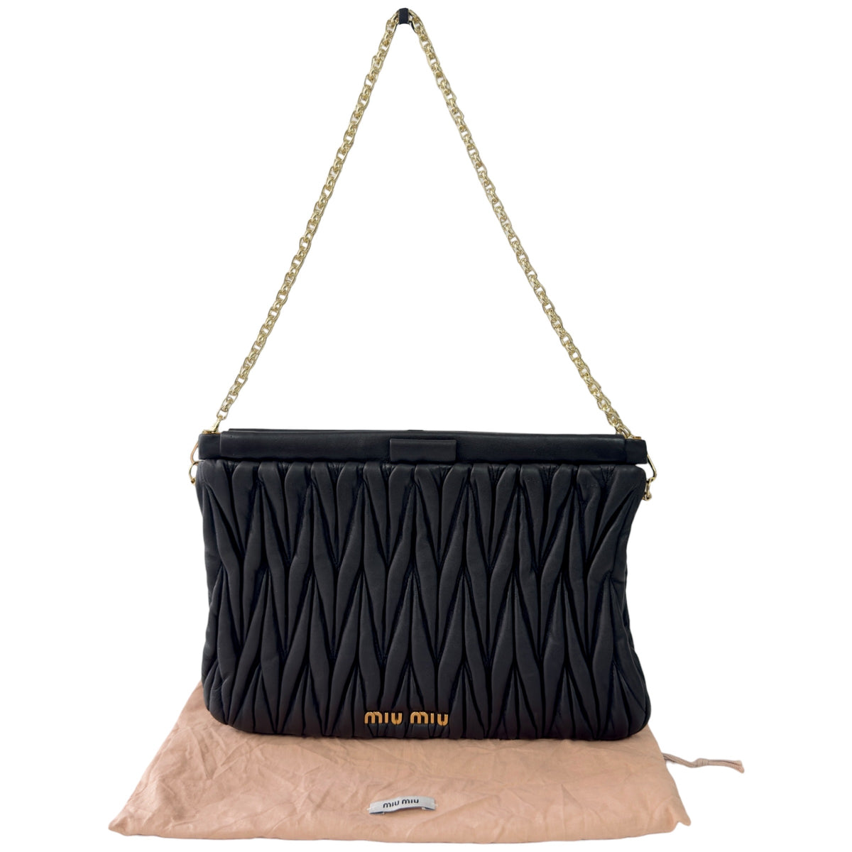 MIU MIU *自加鏈＞送無品牌扣＋無品牌鏈帶* Matelassé 皺摺 肩背包