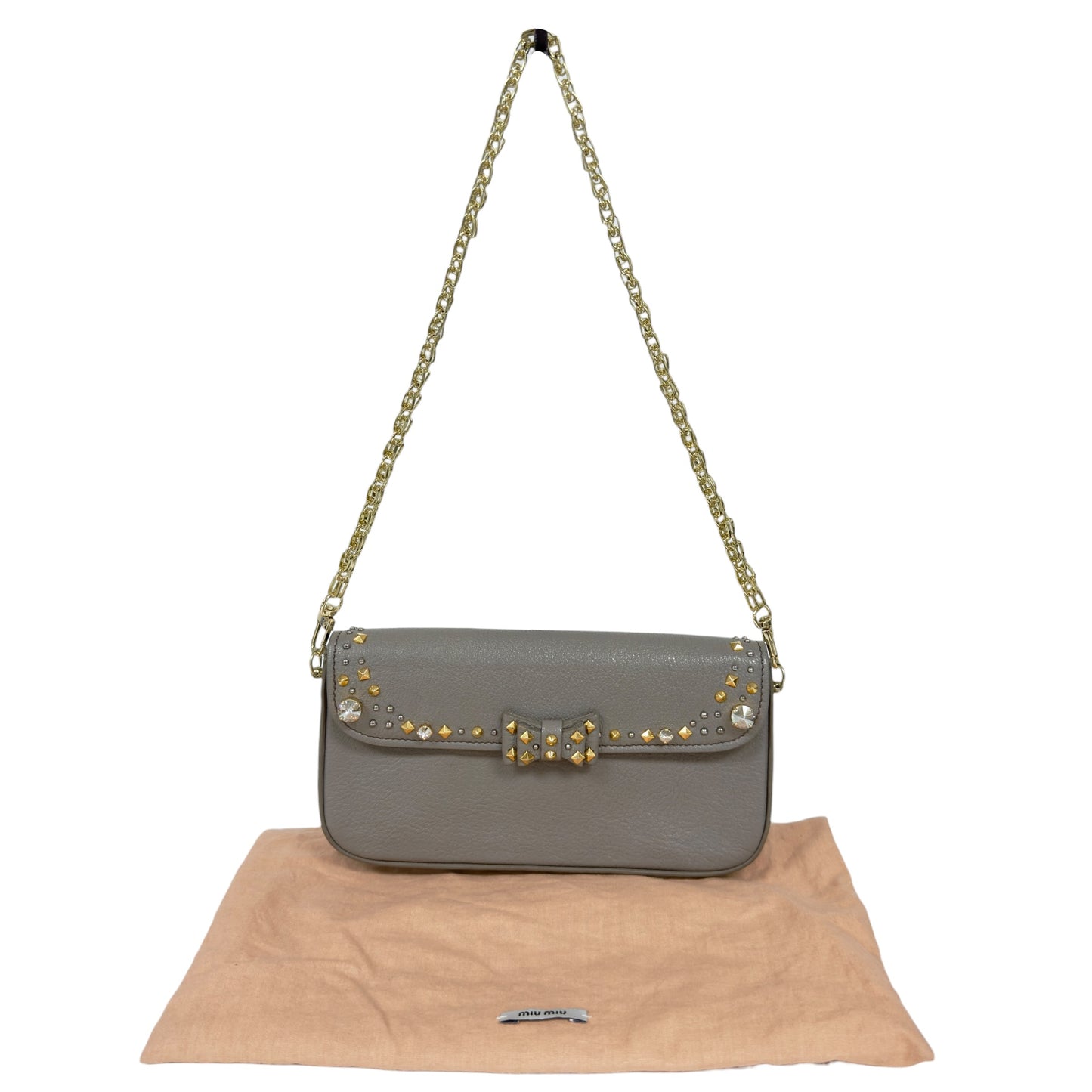 MIU MIU *自加鏈＞送無品牌扣＋無品牌鏈帶* 水鑽 肩背包