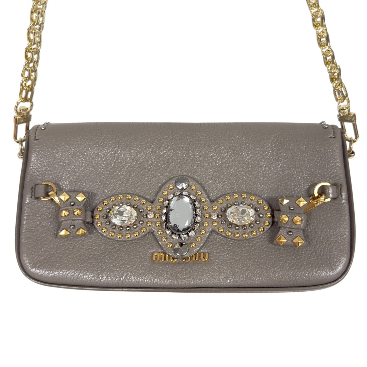 MIU MIU *自加鏈＞送無品牌扣＋無品牌鏈帶* 水鑽 肩背包