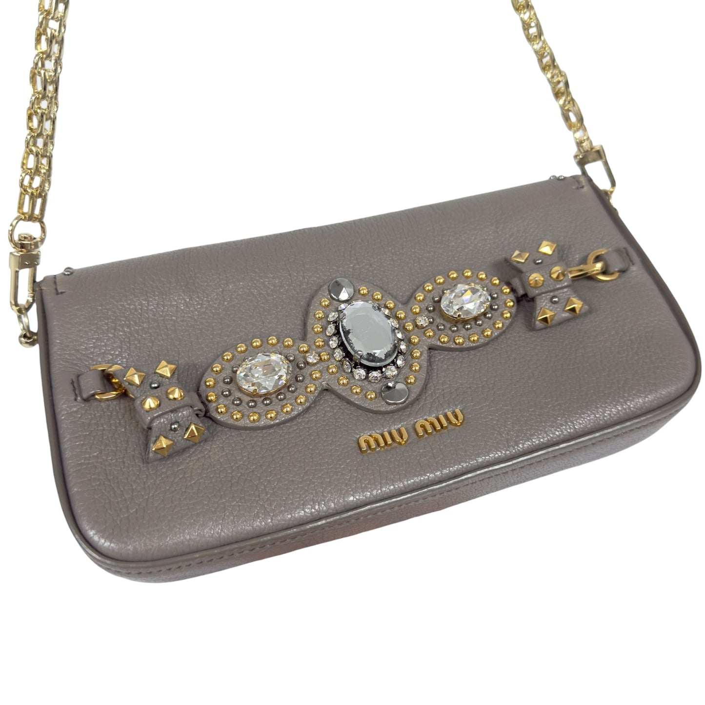 MIU MIU *自加鏈＞送無品牌扣＋無品牌鏈帶* 水鑽 肩背包
