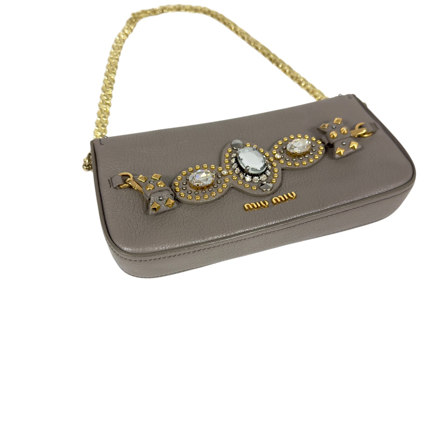 MIU MIU *自加鏈＞送無品牌扣＋無品牌鏈帶* 水鑽 肩背包