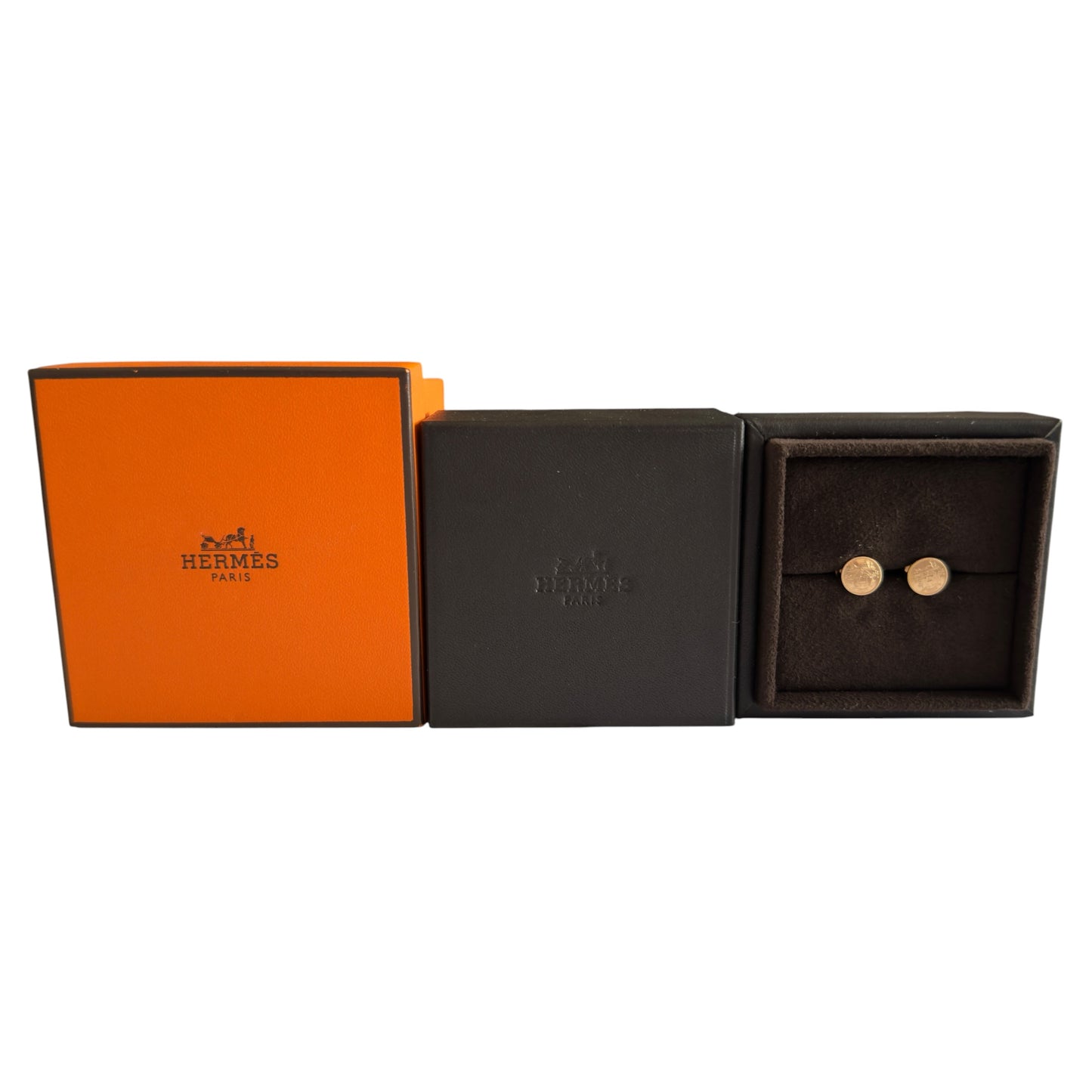 HERMES Ex-Libris 18K玫瑰金 耳環