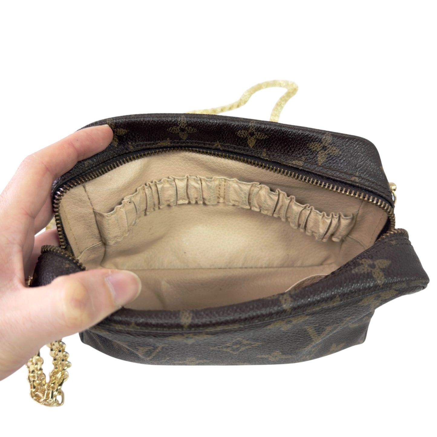 LOUIS VUITTON 中古 *自加鏈＞送無品牌扣＋無品牌鏈帶* 老花 斜揹袋