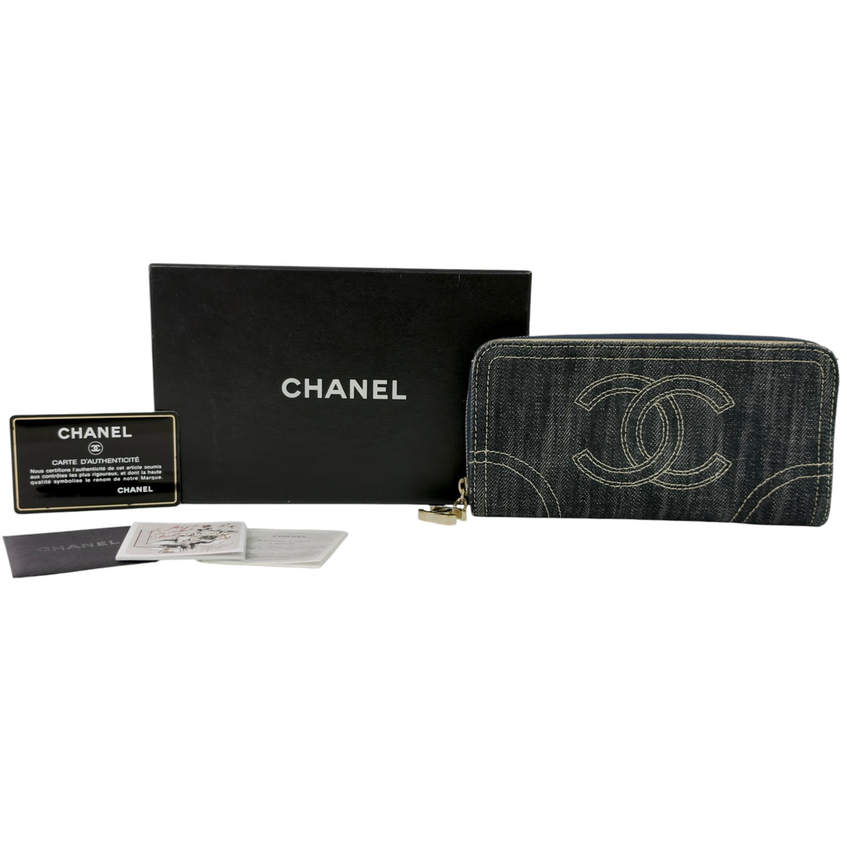 CHANEL *罕有* 中古 CC 牛仔 長銀包