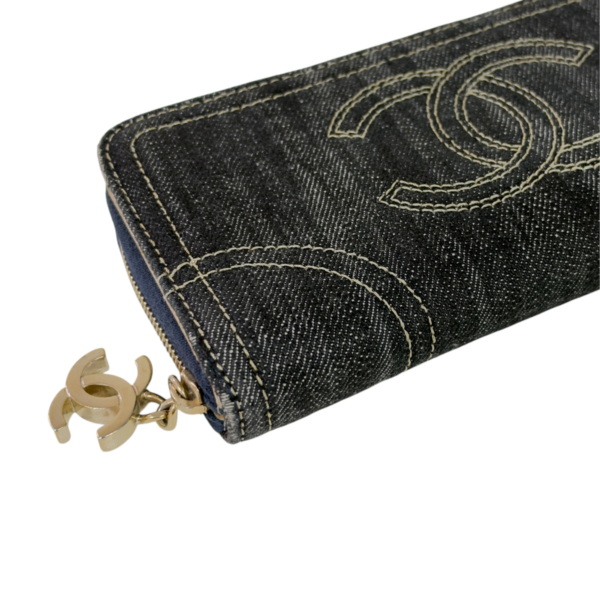 CHANEL *罕有* 中古 CC 牛仔 長銀包