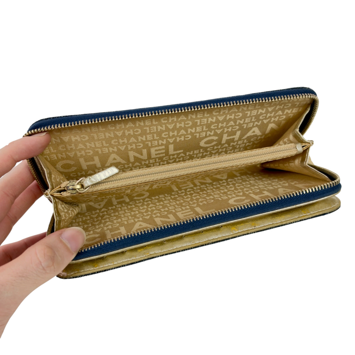 CHANEL *罕有* 中古 CC 牛仔 長銀包