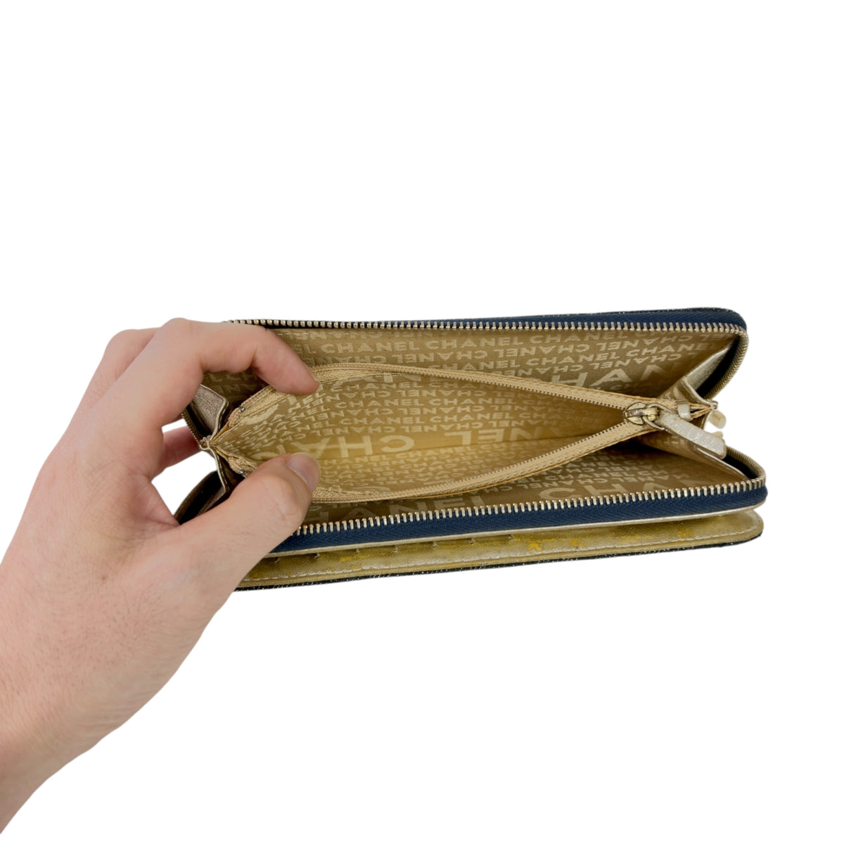 CHANEL *罕有* 中古 CC 牛仔 長銀包