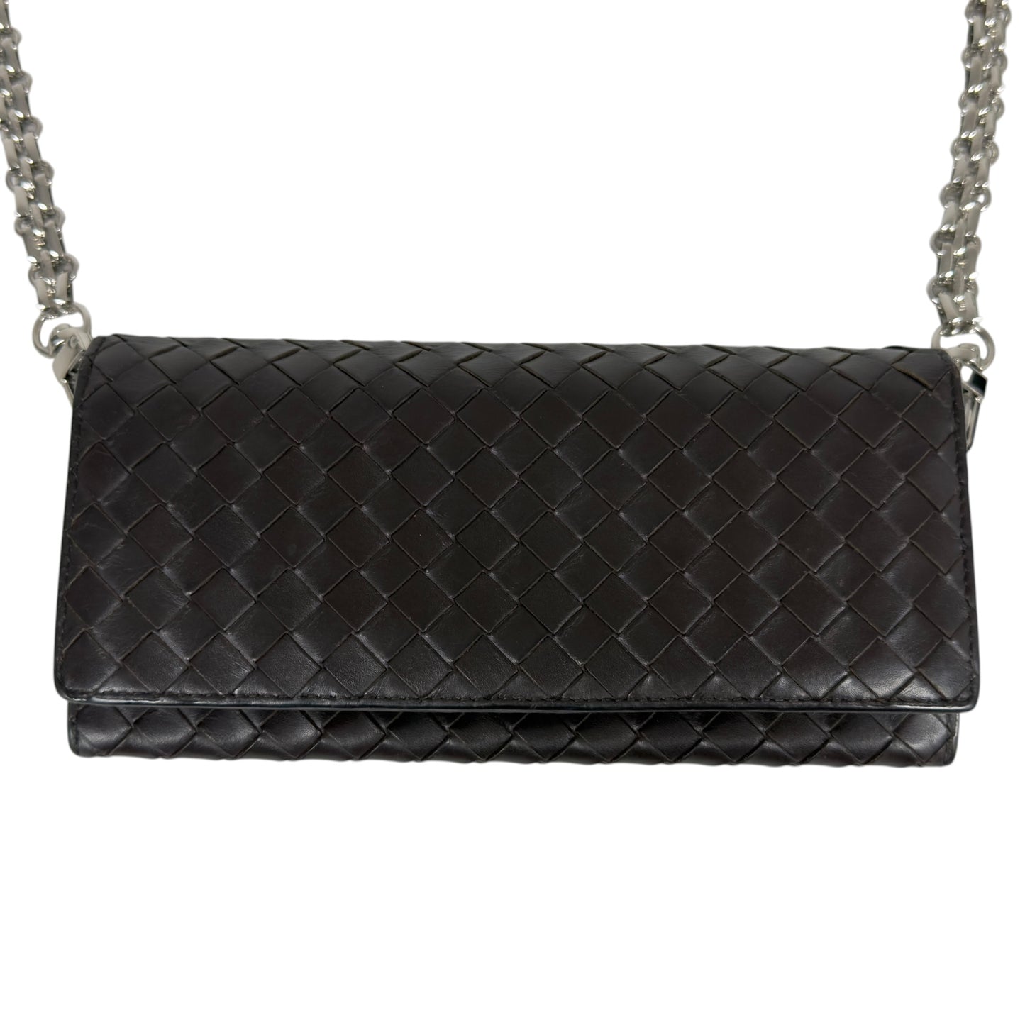 BOTTEGA VENETA *自加鏈＞送無品牌扣＋無品牌鏈帶* 織皮 斜揹袋