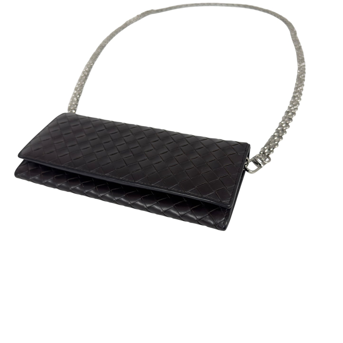 BOTTEGA VENETA *自加鏈＞送無品牌扣＋無品牌鏈帶* 織皮 斜揹袋