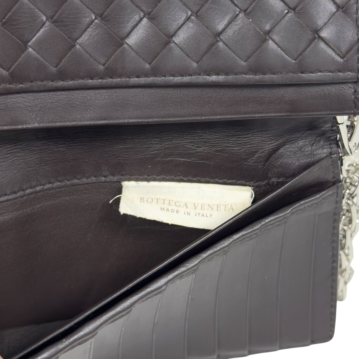 BOTTEGA VENETA *自加鏈＞送無品牌扣＋無品牌鏈帶* 織皮 斜揹袋