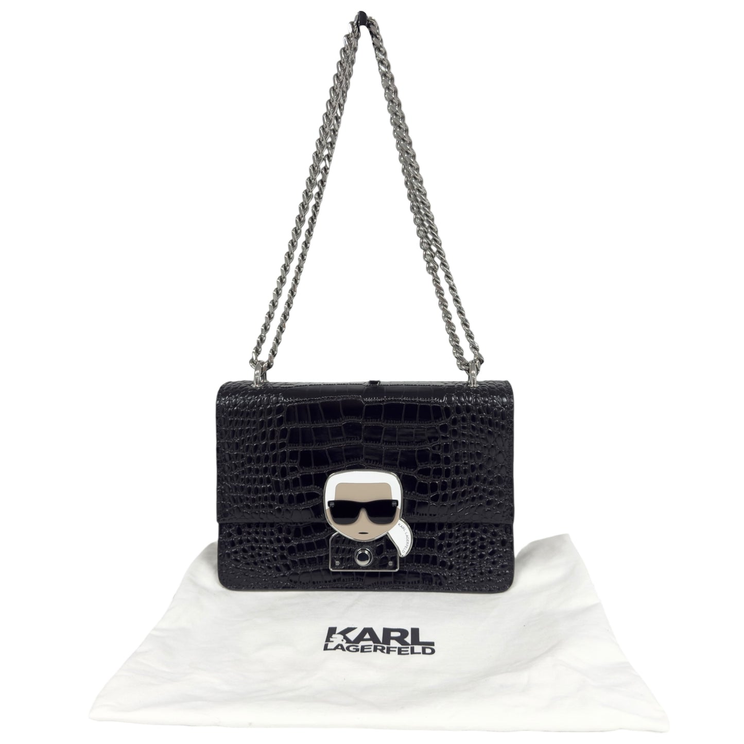 KARL LAGERFELD 老佛爺 鱷魚皮壓紋 肩背包