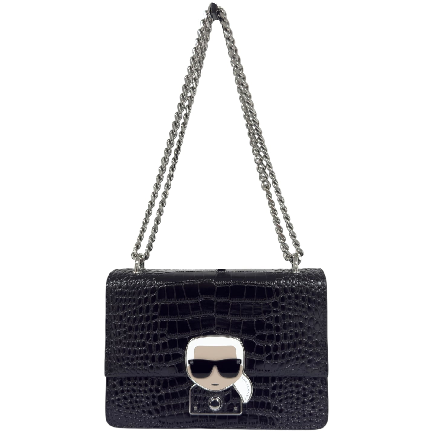KARL LAGERFELD 老佛爺 鱷魚皮壓紋 肩背包
