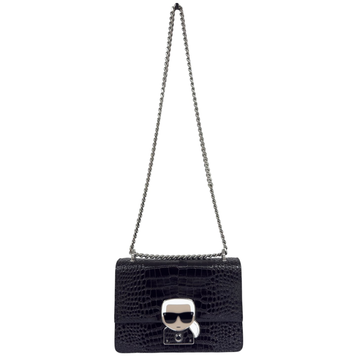 KARL LAGERFELD 老佛爺 鱷魚皮壓紋 肩背包