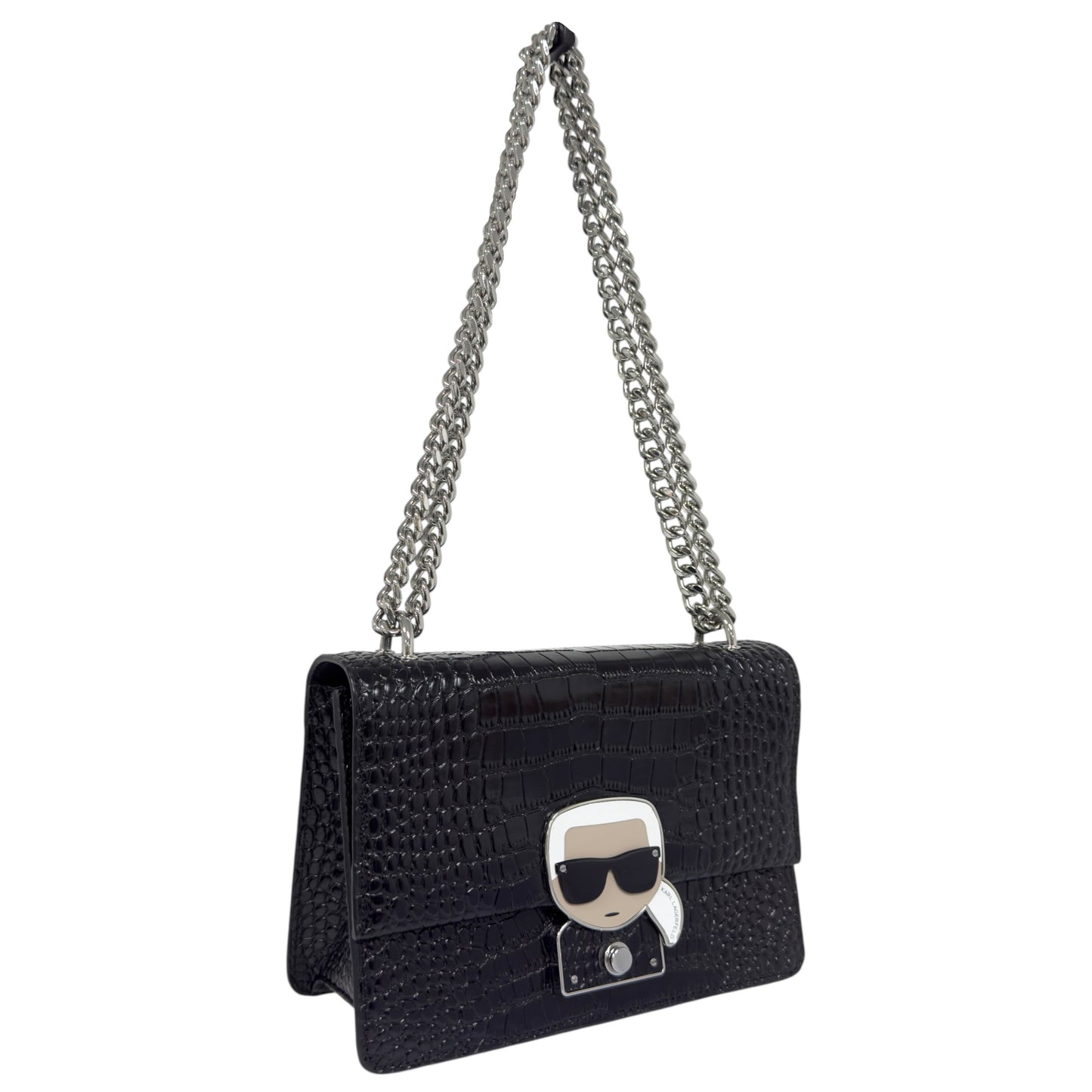 KARL LAGERFELD 老佛爺 鱷魚皮壓紋 肩背包
