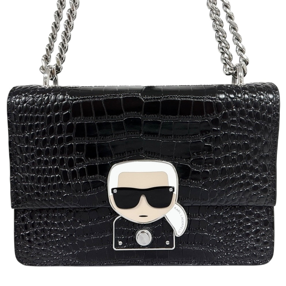 KARL LAGERFELD 老佛爺 鱷魚皮壓紋 肩背包
