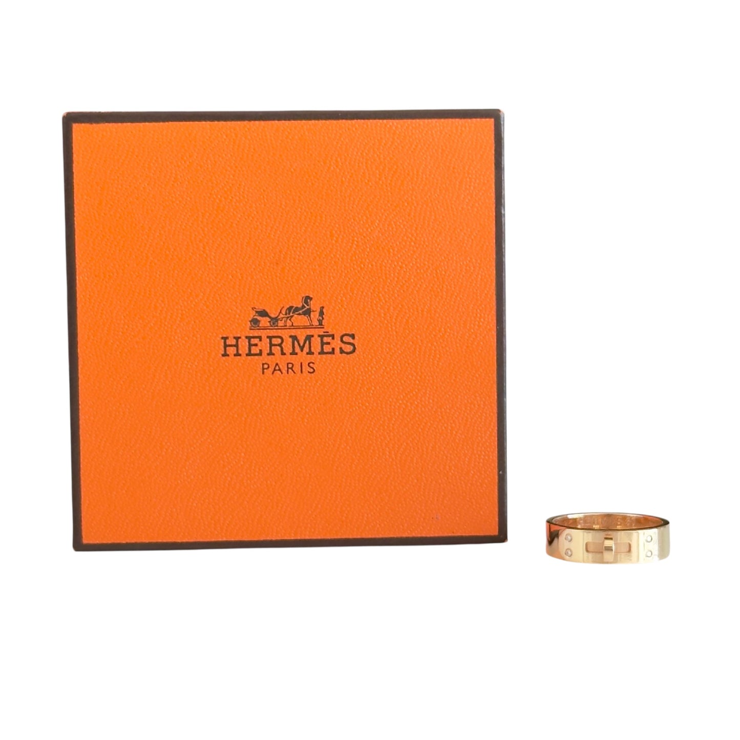 HERMES Kelly 18K玫瑰金 4鑽 戒指