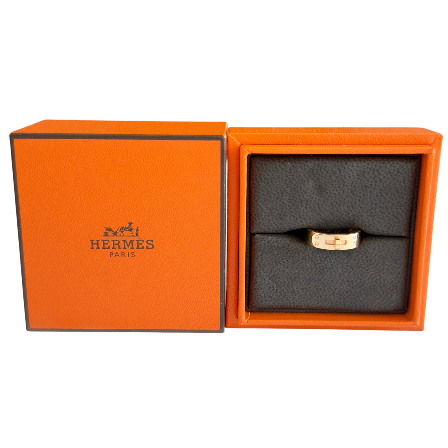 HERMES Kelly 18K玫瑰金 4鑽 戒指