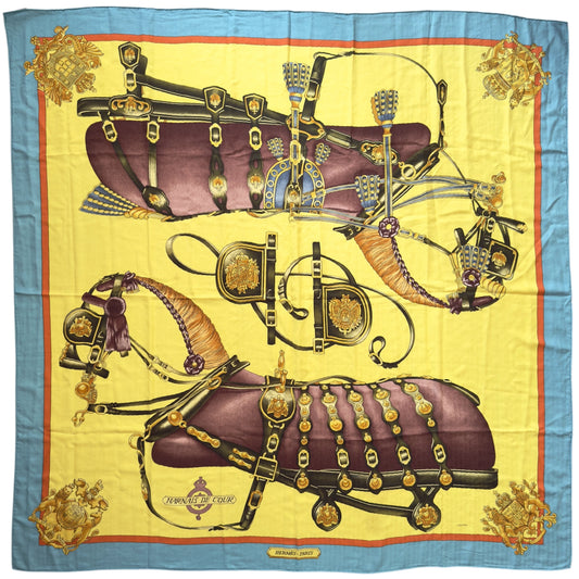 HERMES Harnais de Coeur shawl 140 羊絨 圍巾