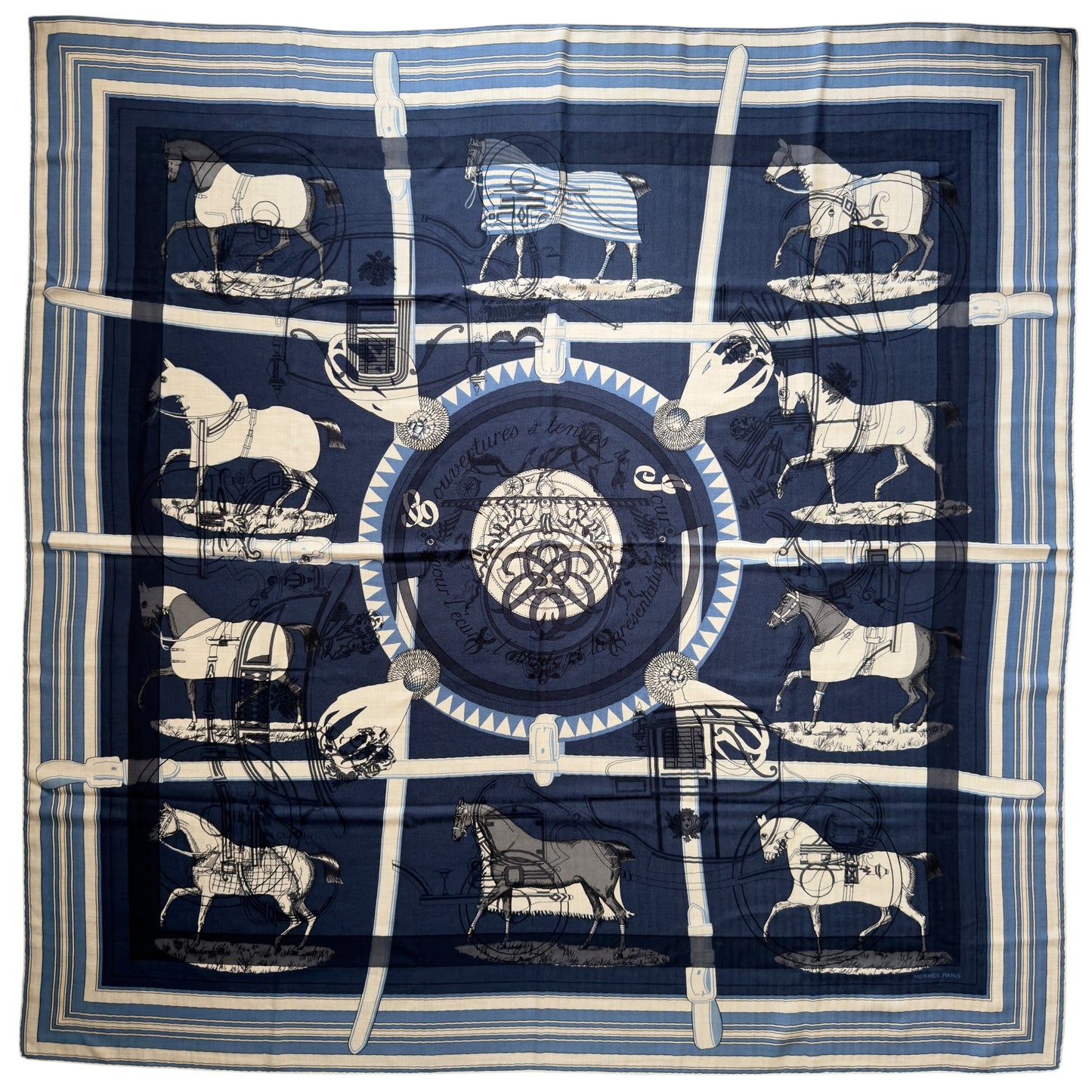 HERMES Couvertures et Tenues de Jour shawl 140 羊絨 圍巾