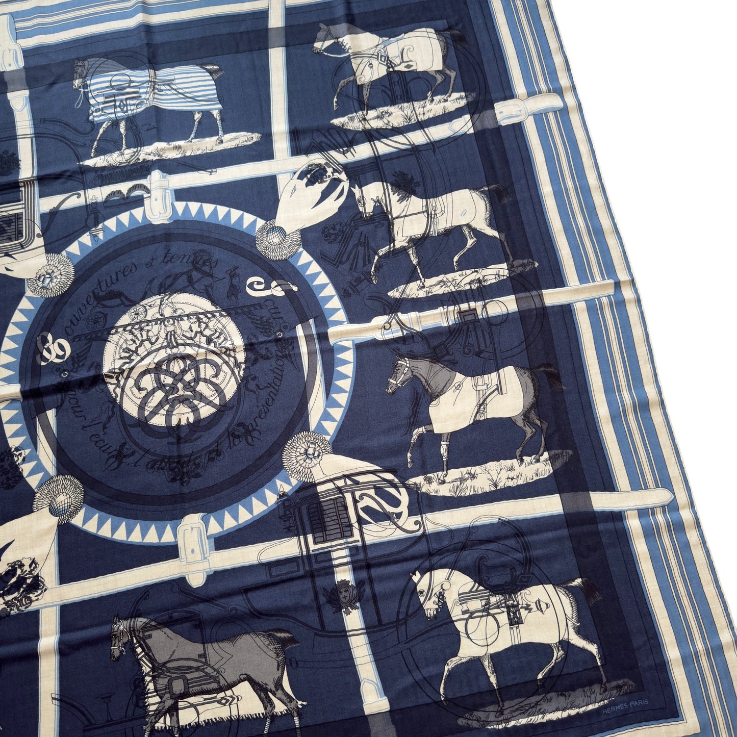 HERMES Couvertures et Tenues de Jour shawl 140 羊絨 圍巾