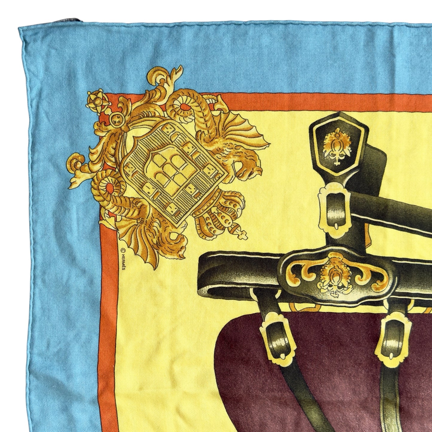 HERMES Harnais de Coeur shawl 140 羊絨 圍巾