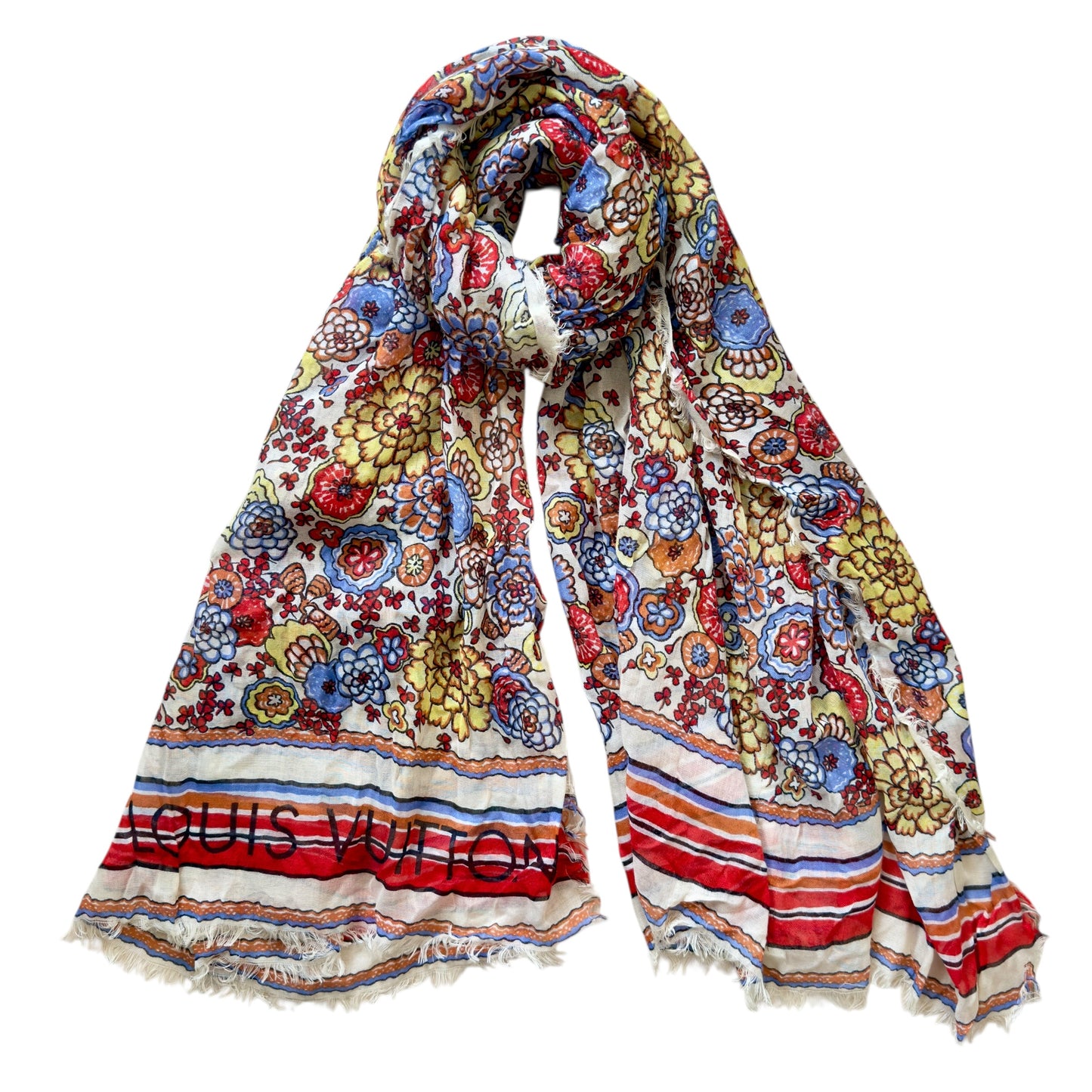 LOUIS VUITTON 花花 羊絨 圍巾