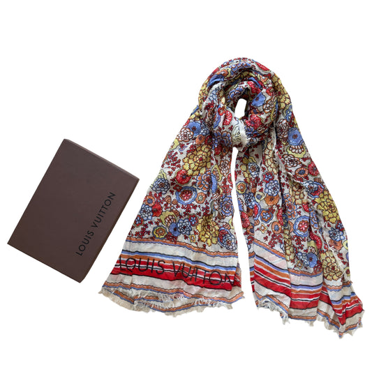 LOUIS VUITTON 花花 羊絨 圍巾