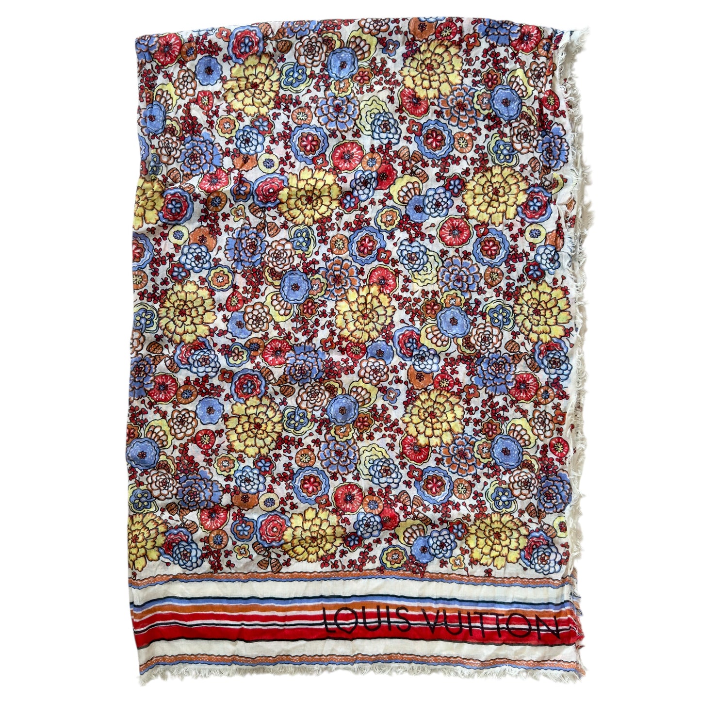LOUIS VUITTON 花花 羊絨 圍巾