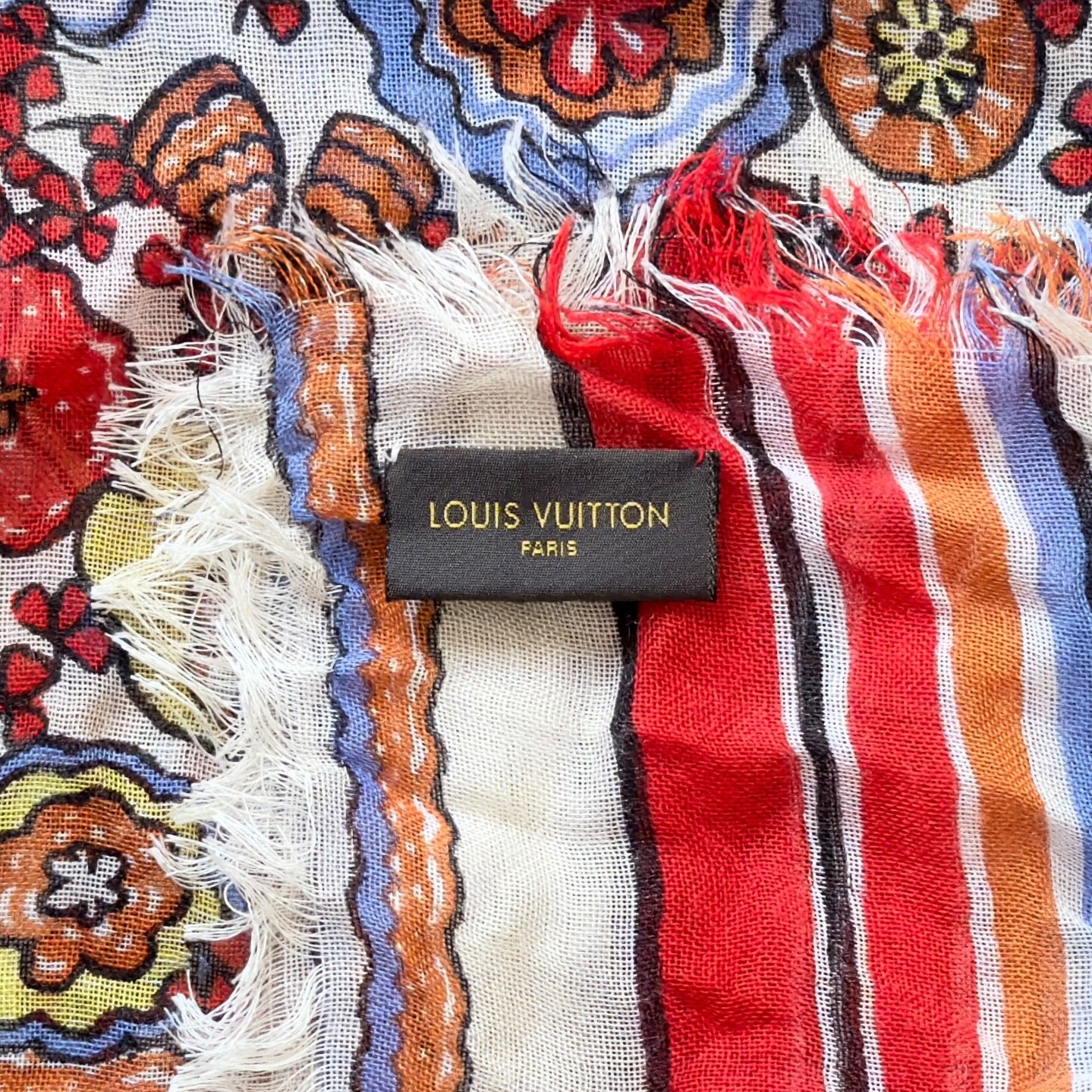 LOUIS VUITTON 花花 羊絨 圍巾