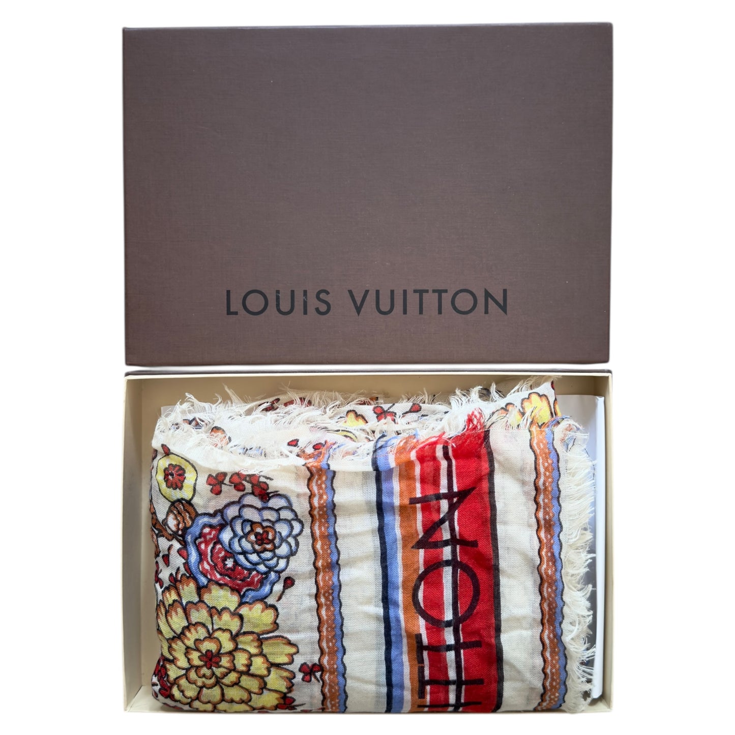 LOUIS VUITTON 花花 羊絨 圍巾